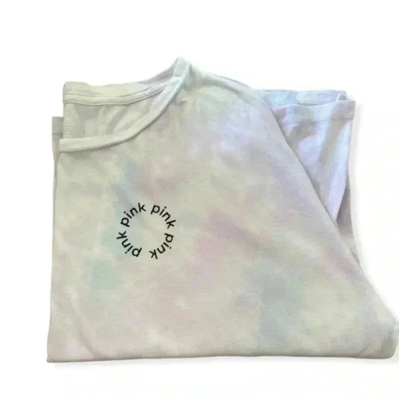 PINK Victoria'Secret Crewneck Lightweight Bohemian Tie Dye Crop Womens Top SZ L - Picture 3 of 4